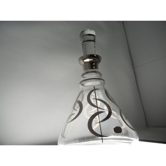 Vintage Bohemia Crystal Decanter Beaker Sterling Silver Design Czech - Picture 7 of 13